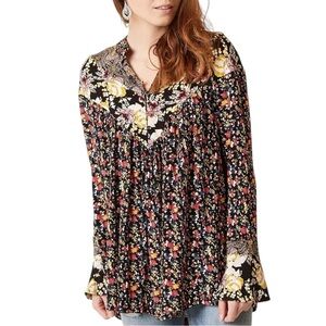 Free People Wildflower Fields Mixed Print Henley Top